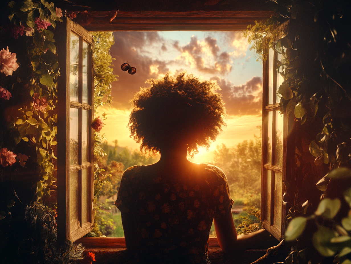 A person looking at a sunrise, symbolizing new beginnings and clarity of purpose.
