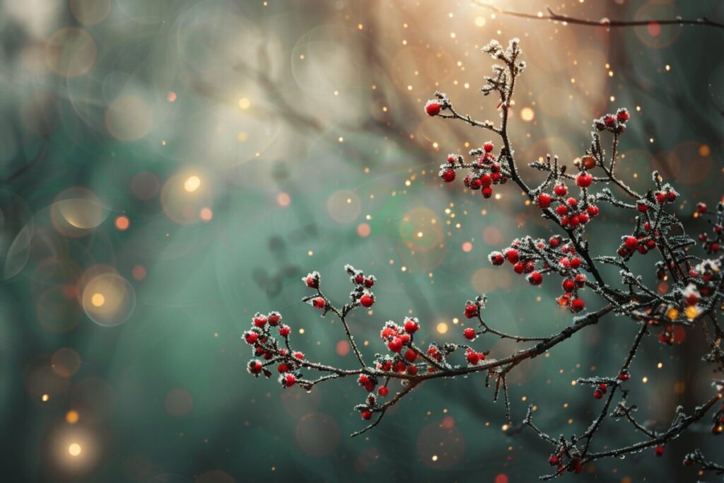 Soft winter scene with warm golden light and joyful sparkles, symbolizing quiet joy and gratitude during tender seasons.