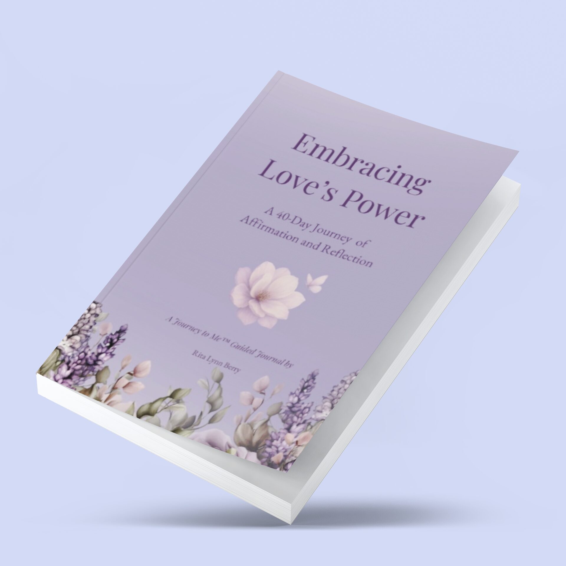 Paperback book titled Seeds of Authentic Grace with a minimalist cream cover featuring a floating dandelion seed and gold accents, a 40-day journey to rediscover yourself by Rita Lynn Berry.