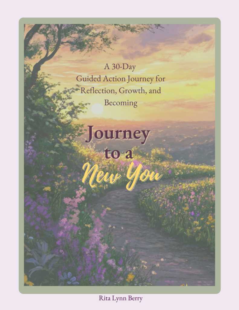 Soft lavender and purple workbook cover for Journey to a New You™ featuring a peaceful sunrise path and elegant typography representing reflection, renewal, and personal growth.